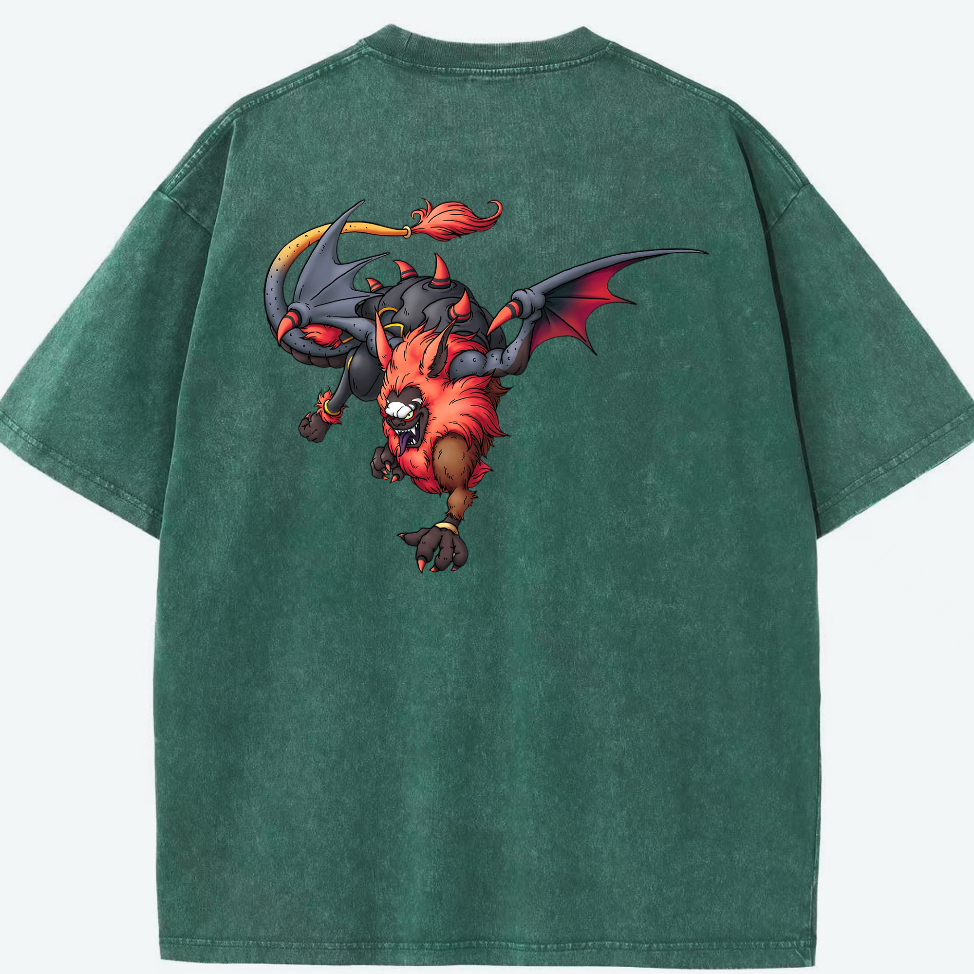 （画像用） ドラゴンクエスト Doragon Kuesuto Dragon Quest 綿100% ヴィンテージ風 半袖Tシャツ（背面プリント）
